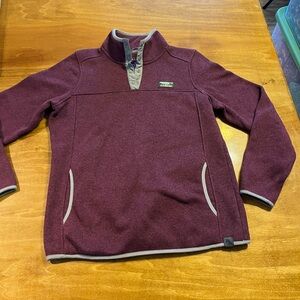 LL Bean Plum Fleece Quarter-Snap Pullover Women’s Size M Reg